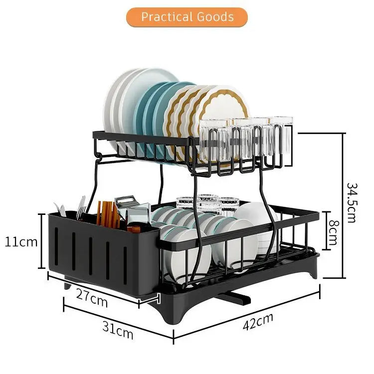 Dish Drying Rack with Drainboard, Utensil Holder - LoongFly Online