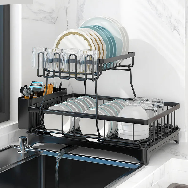 Dish Drying Rack with Drainboard, Utensil Holder - LoongFly Online