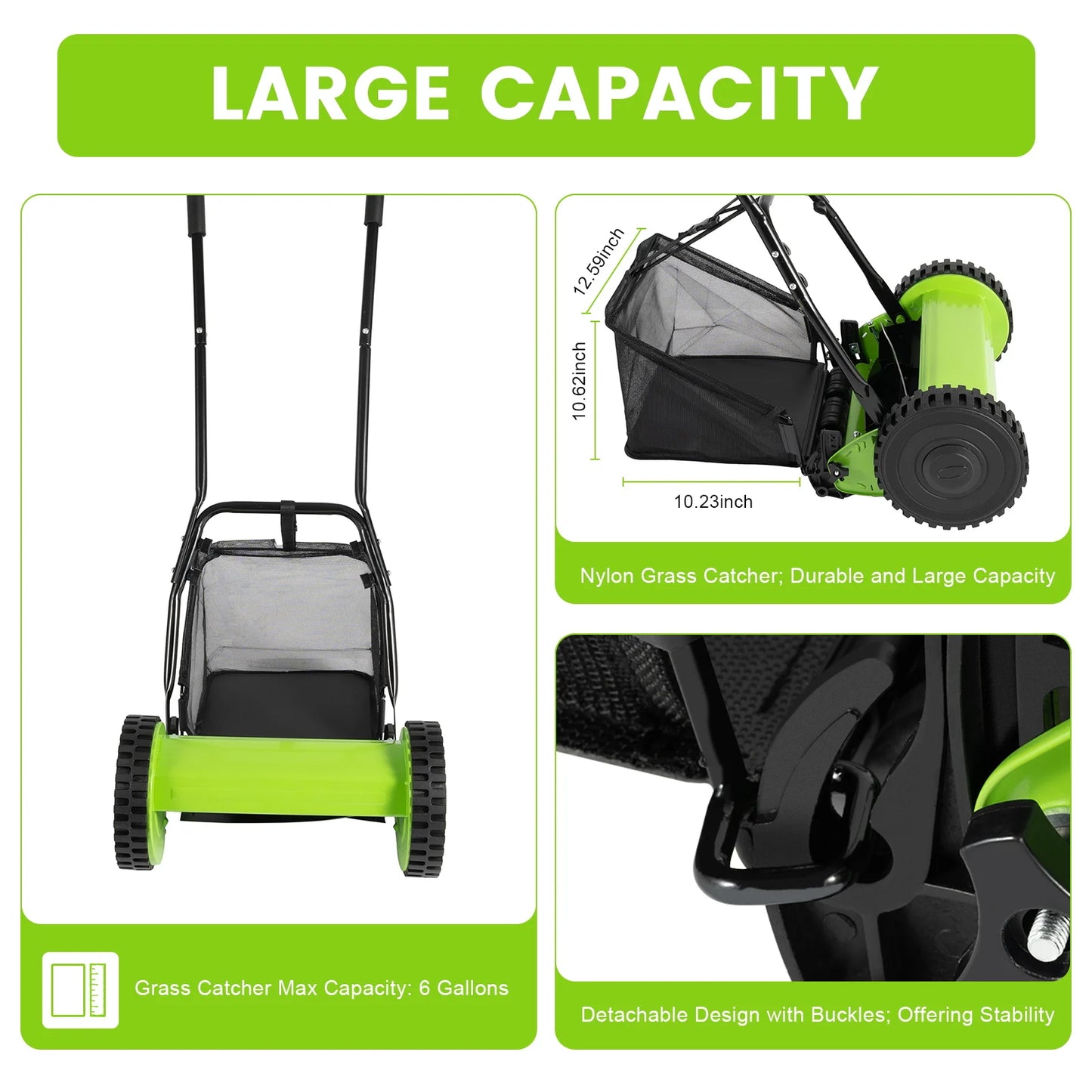 12Inch Hand Push Mower Lawn Sweeper Manual Reel Grass Catcher Manchine - LoongFly Online