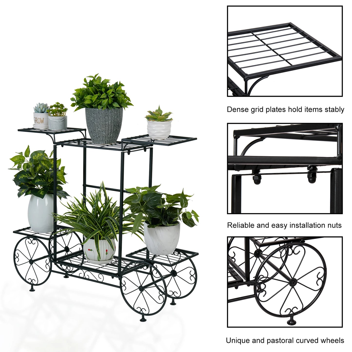 Large Metal Garden Cart Plant Stand - LoongFly Online