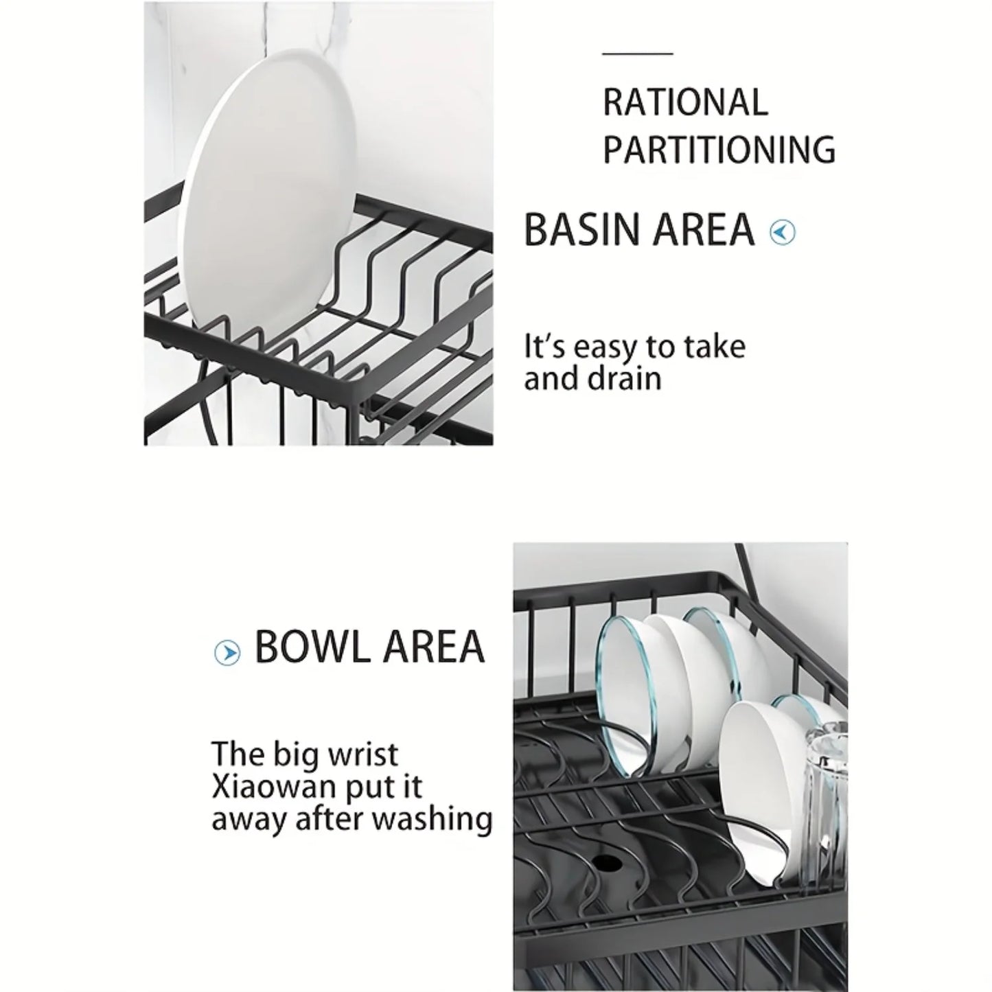 Dish Drying Rack with Drainboard, Utensil Holder - LoongFly Online