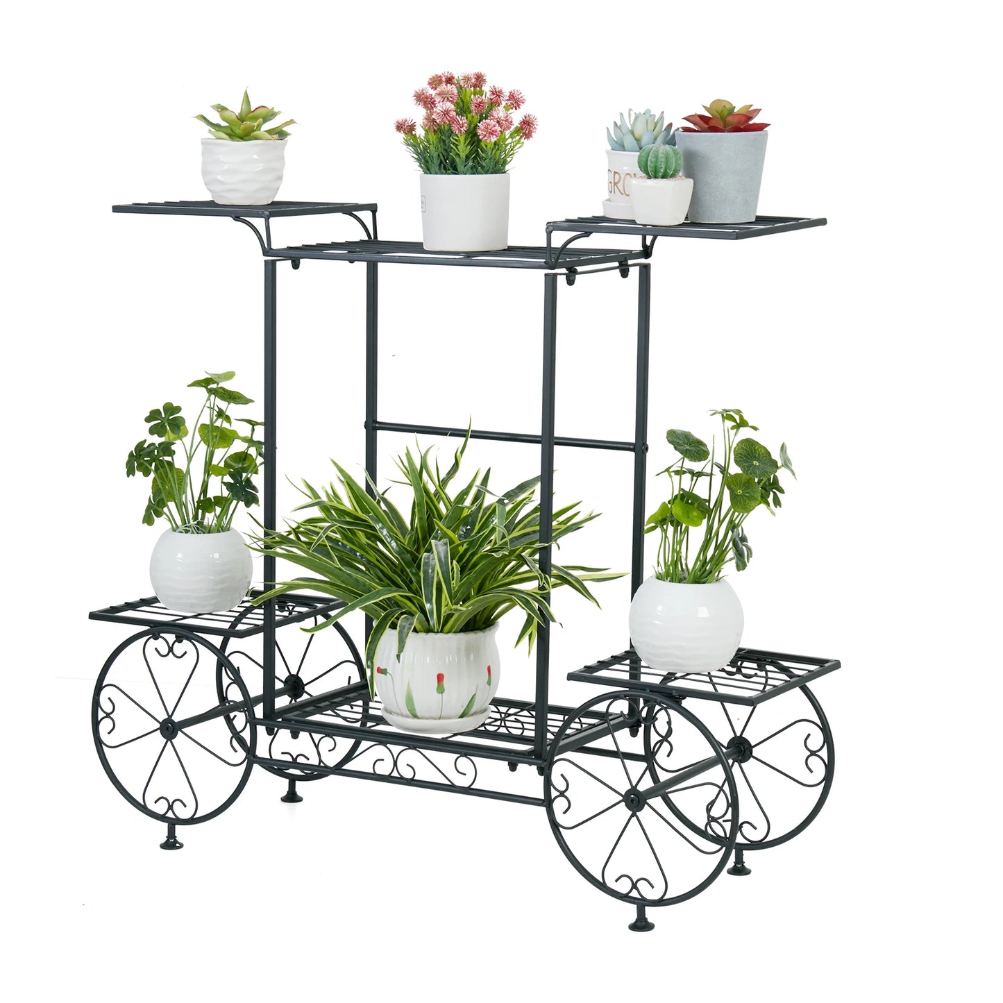 Large Metal Garden Cart Plant Stand - LoongFly Online