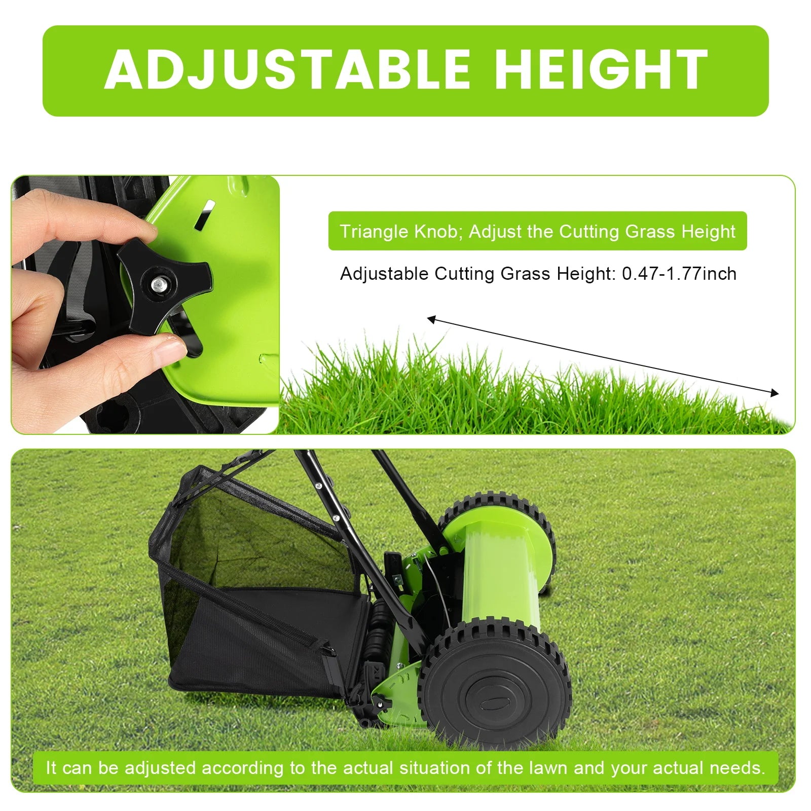 12Inch Hand Push Mower Lawn Sweeper Manual Reel Grass Catcher Manchine - LoongFly Online