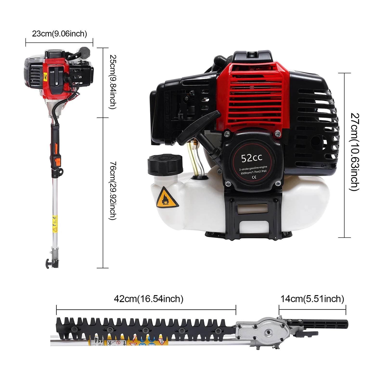 52cc 2-Stroke Hedge Strimmer Gasoline Brush Cutter Grass Wacker Weed Eater Lawn Mower Yard Pruner - LoongFly Online