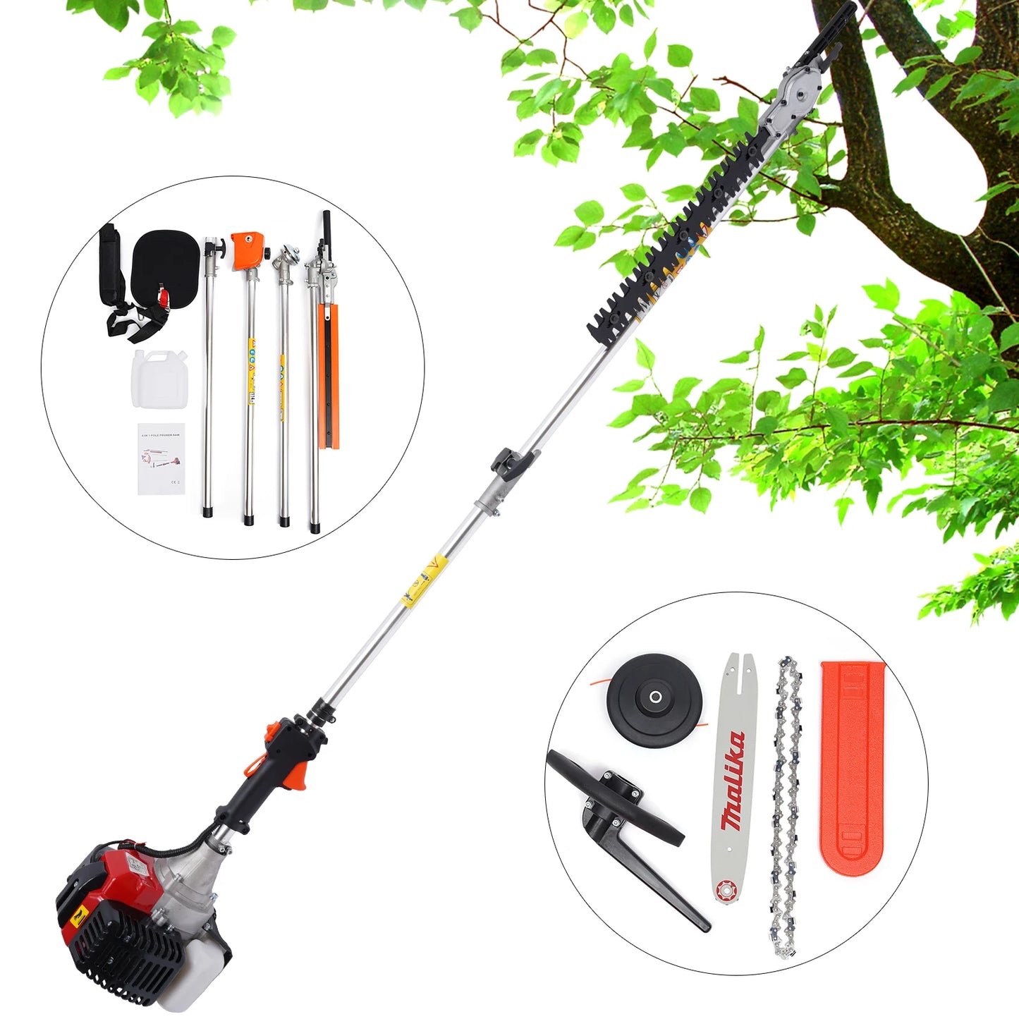 52cc 2-Stroke Hedge Strimmer Gasoline Brush Cutter Grass Wacker Weed Eater Lawn Mower Yard Pruner - LoongFly Online